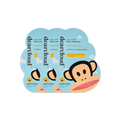 A dearcloud face mask set of 3 adorned with a whimsical monkey face. Pouch is shaped as a cloud. Face Mask inside is yellow with a monkey pattern.