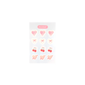 12 Blemish Patches. Designs include: Cherries with bow, dripping pink heart, heart with arrow through it, and pearl heart with red bow.