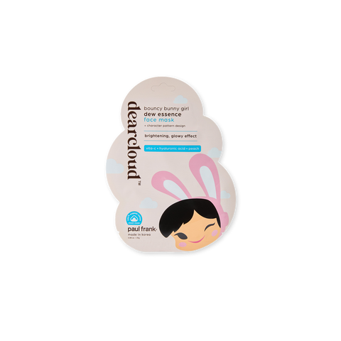 A whimsical pink sheet mask adorned with a bunny illustration, ideal for enhancing your skincare experience.