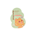 Front of the dearcloud Purrty Radiance face mask cloud-shaped packaging, showing a cartoon cat with its tongue sticking out and product details.