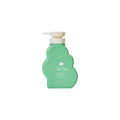 Green, cloud-shaped bottle of dearcloud Daily Repair Body Cream with a white pump dispenser. The label reads "daily repair body cream" and "matcha green tea."
