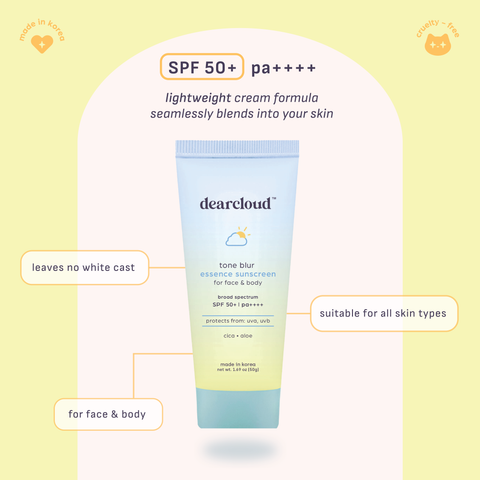 SPF 50+ PA++++ Lightweight cream formula seamlessly blends into your skin